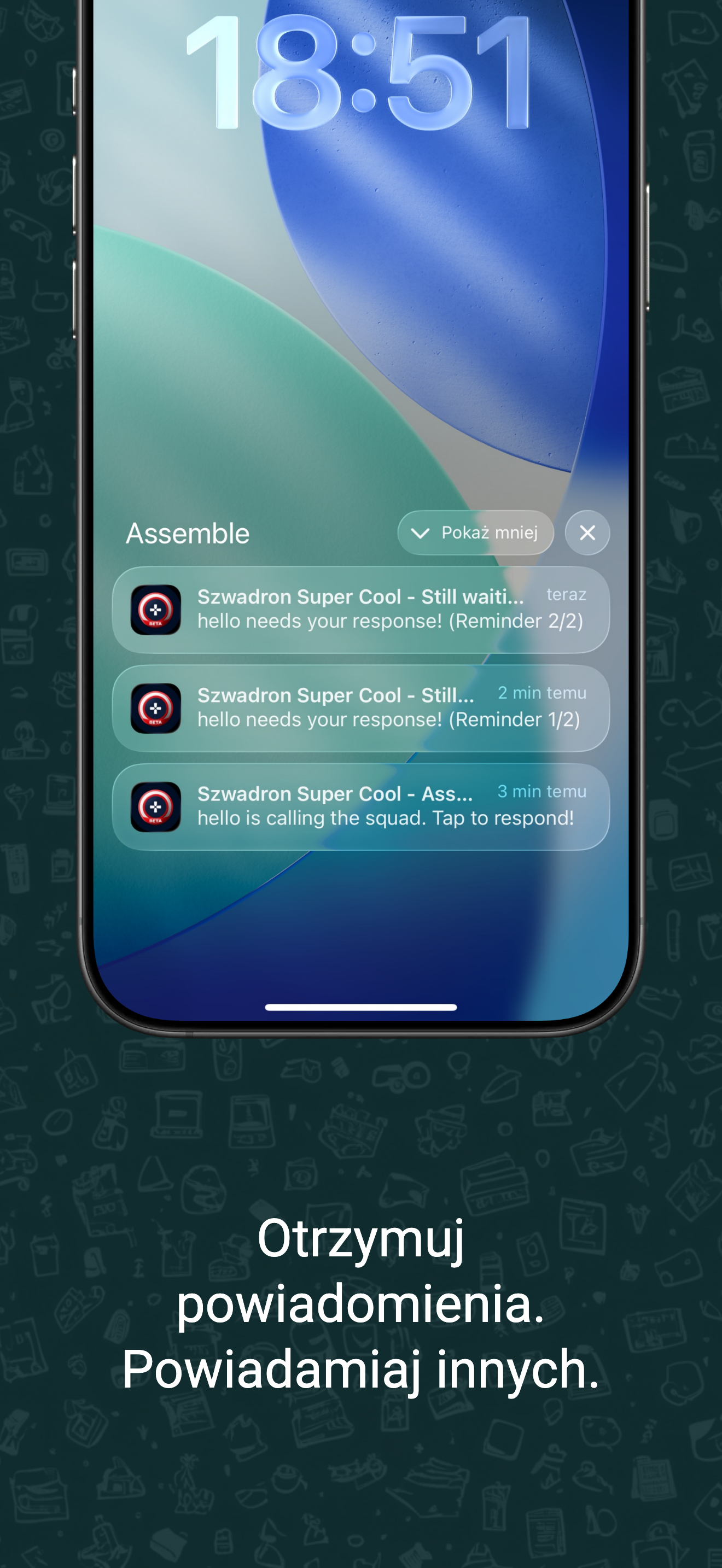 Eskalujące powiadomienia push w Assemble — powtarzające się pingi aż ekipa odpowie